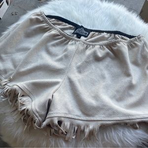Excellent Suede Fringe Shorts Angie Sz S Beige
